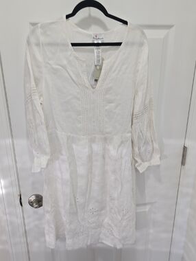 Tommy Bahama Cream Eyelet Tunic